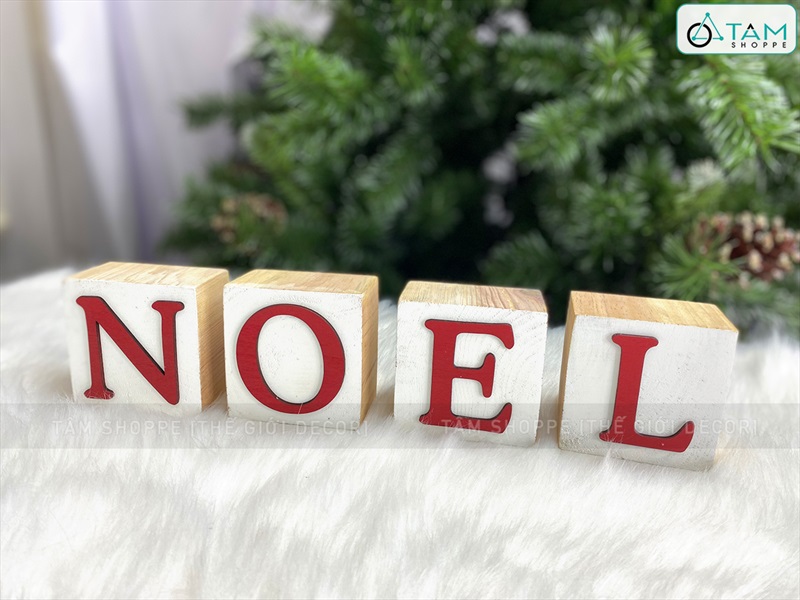 Bộ chữ NOEL xí ngầu vuông [Bằng gỗ - Dày] CHUGO-17